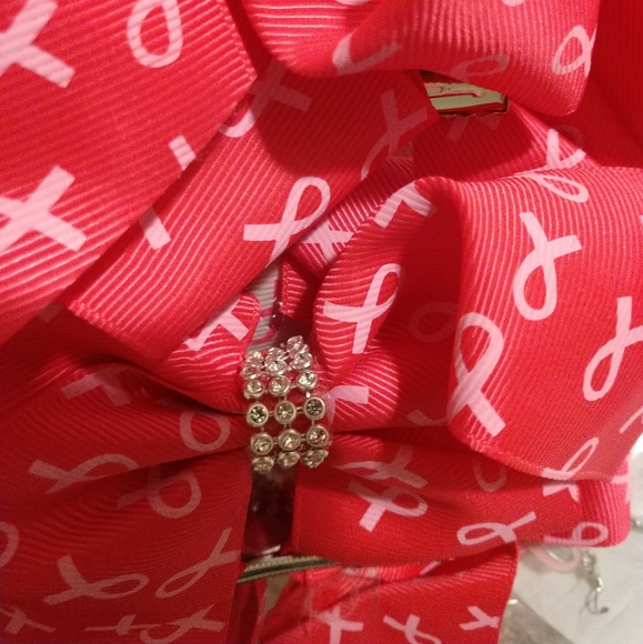 🩸 3/$15. 🩸PINK/DARKER PINK BREAST CANCER Glitter RHINESTONES HAIR BOWS (2) - Picture 8 of 8